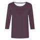 thumbnail image 4 of Túnica informal de verano para mujer con manga tres cuartos y cuello redondo - Blusa holgada con estampado de poliéster y abertura lateral, 4 of 5