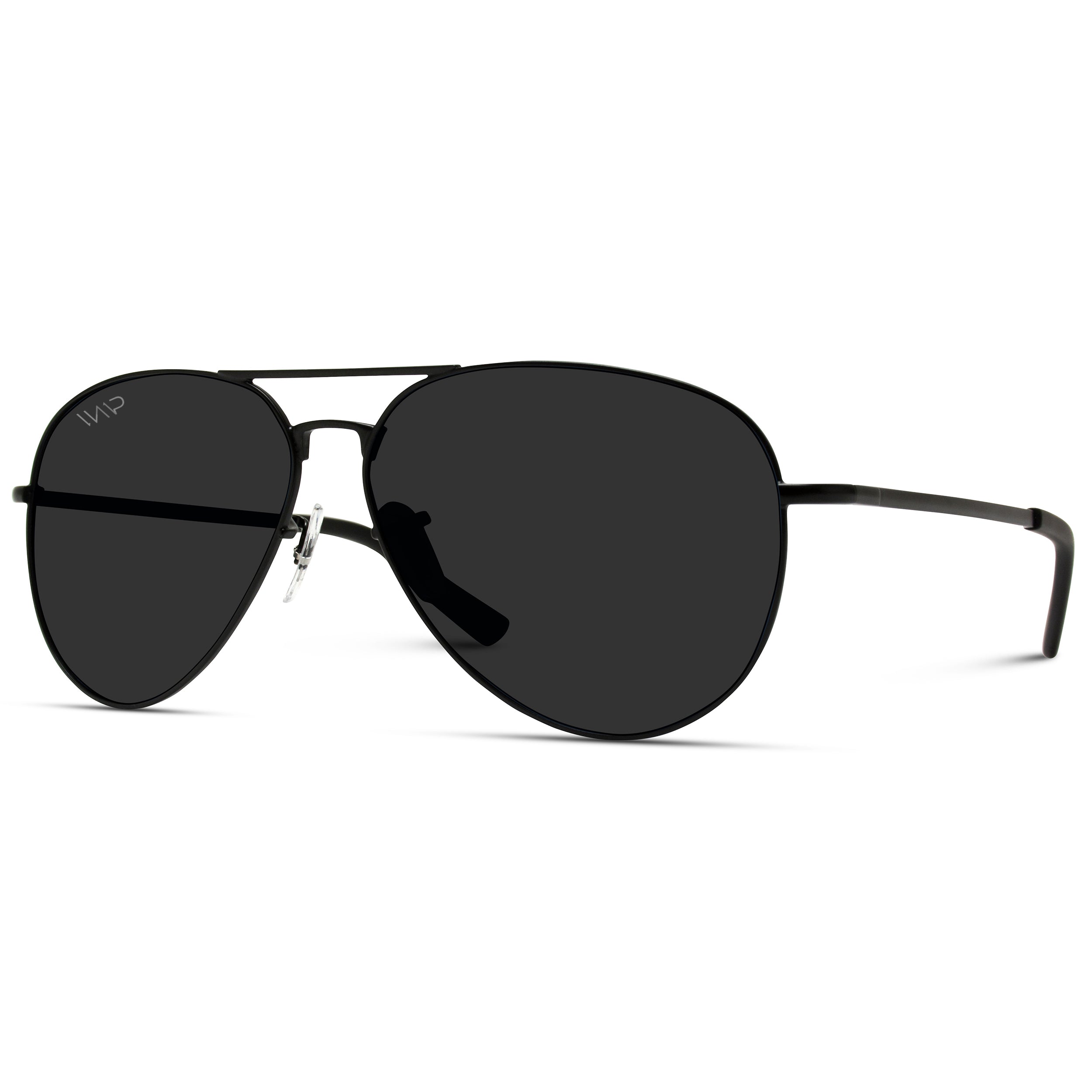 WearMe Pro - Classic Full Black Polarized Lens Metal Frame Men Aviator Style Sunglasses - image 4 of 6
