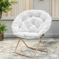 thumbnail image 6 of Cozy Saucer Chair, Living Room Chair, Faux Fur Soft Thick Padded Folding Chair, Comfortable Moon Chair for Living Room, Bedroom, Reading Nook, Modern Style, White, 6 of 24
