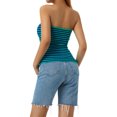 thumbnail image 6 of Aunavey Womens Striped Crisscross Knitted Crop Tube Top Hollow Out Sleeveless Strapless Cropped Tank Top Vest, 6 of 8