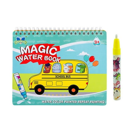 Magic Water Drawing Book Reusable Coloring Painting Toys (Transportation)