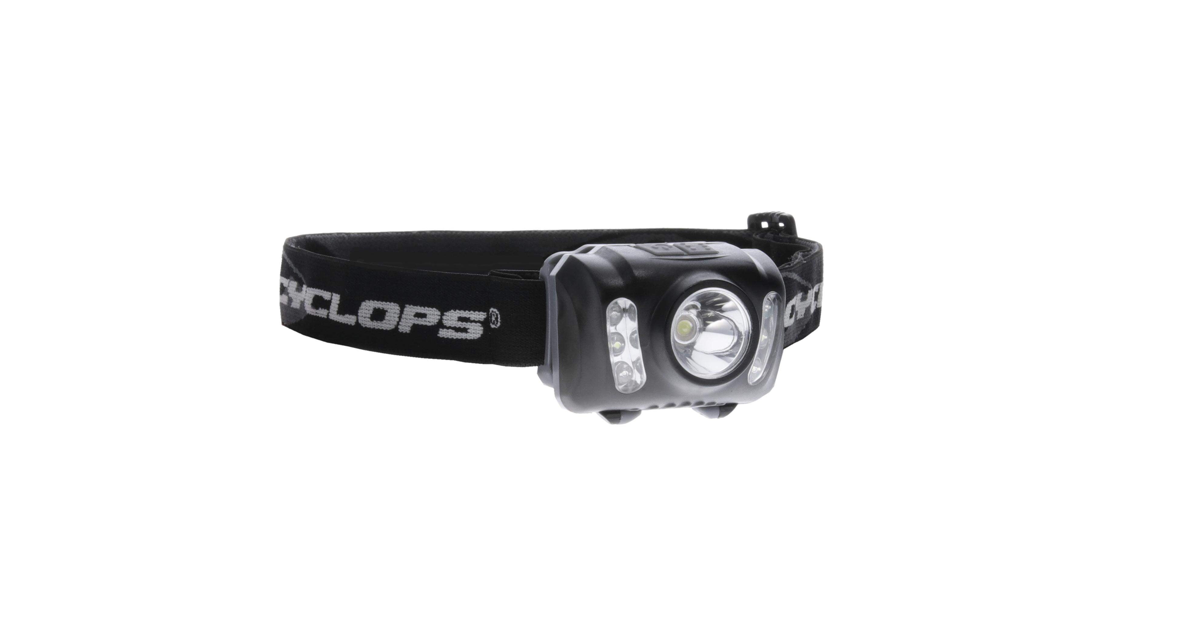 CYCLOPS 210 Lumen Headlamp | Tactical Durable Lightweight Compact Adjustable Stretch Headband Bright 3 Color LED Headlight | AAA Batteries Included | Pack of 2