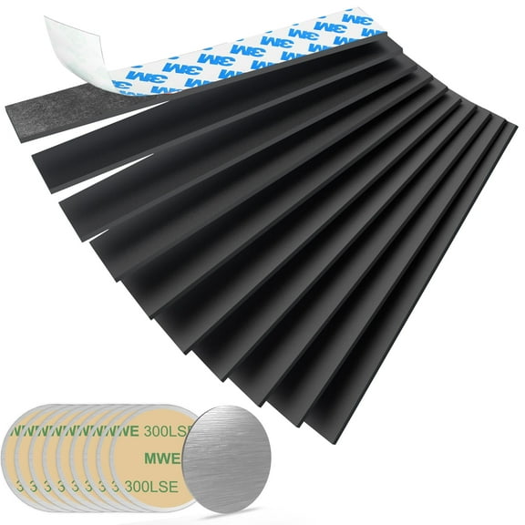 Magnetic Strips Tape with Adhesive Backing Magnet – Heavy Duty Magnets Strip, with 10Pcs Metal Stickers for Double Sided Self Sticky Non Metal, for Tool and Knife Strong Magnetic Wall Holder