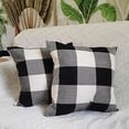thumbnail image 2 of 2-Pack Outdoor Throw Pillow Cover 18x18 Inch, Black White Plaid Decorative Home Decor Outdoor Patio Pillowcases Porch Cushion for Couch, Sofa, 2 of 3