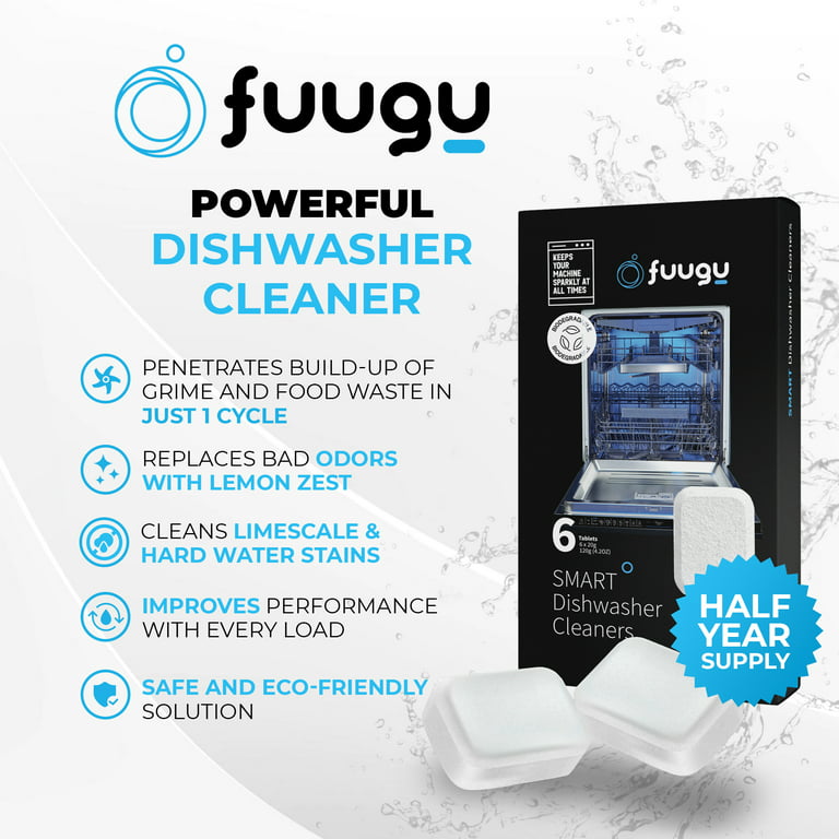 Fuugu | Deep Cleaning Dishwasher Tablets to Clean Dish Washer Machine,  6-Month Supply, Lemon Scent