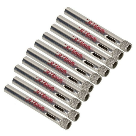 

10Pcs 6mm Diamond Coated Drill Bit Tile Ceramic Glass Hole Saws Silver