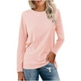thumbnail image 1 of Pisexur Sweatshirts à Capuche pour Femmes Mode Couleur Unie Col Rond Décontracté Manches Longues Amples Légers Confortables Basiques, 1 of 2