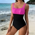 thumbnail image 2 of XIAONU Women's Floral Print Square Neck Swimwear Slim Fit Sleeveless Square Neck One Piece Swimsuit Stretchy Vibrant Pool Swimsuits, 2 of 5