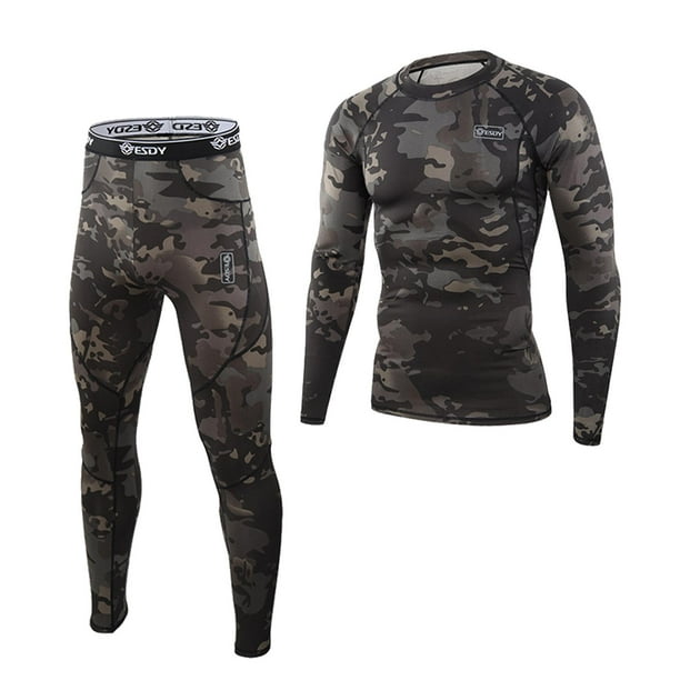 Conjunto de ropa interior termica para hombre camisa y pantalones largos ropa de sudor calido secado rapido para correr montanismo Camping S S Soledad Ropa interior de hombre Walmart en linea