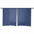 thumbnail image 2 of Vintage Navy Blue Semi Sheer Curtains 45 Inch Length 2 Panels Set,Farmhouse Retro Dark Solid Color Linen Texture Sheer Kitchen Curtain Voile Window Curtain for Living Room Bedroom Rod Pocket Drapes, 2 of 7