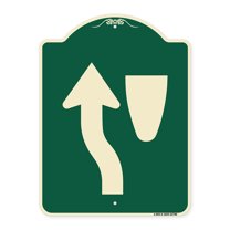 SignMission Designer Series Sign - Traffic Sign Keep Left Symbol | Green & Tan 18" x 24" Heavy-Gauge Aluminum Architectural Sign | Protect Your Business & Municipality | Made in the USA