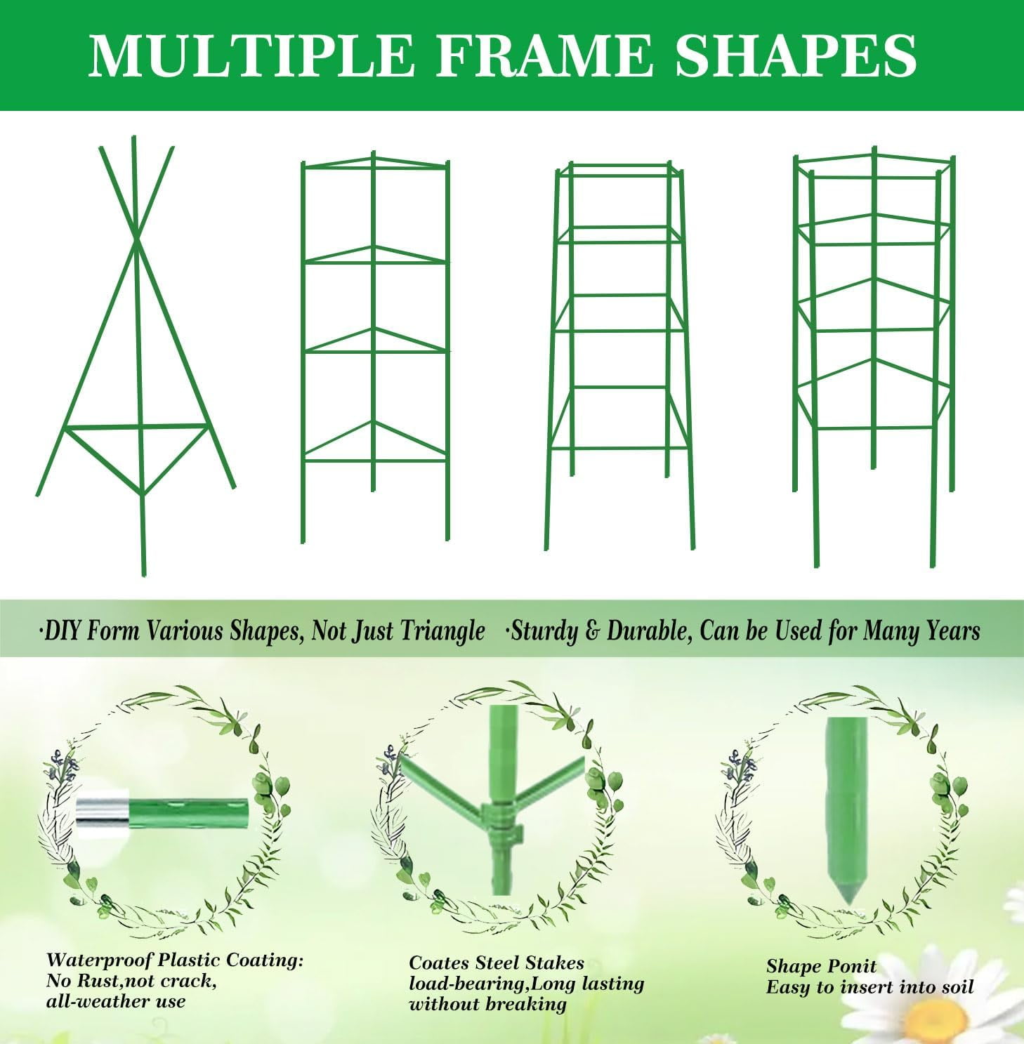 6 Packs Tomato Cage for Garden Plant Support, Up to 48inch Garden Plant Stakes Tomato Trellis for Potted Plants, Deformable Tomato Cage Trellis for Climbing Plants Vegetables Flowers