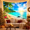 thumbnail image 3 of Sunny Tropical Beach and Mountain Tapestry, 3 of 7