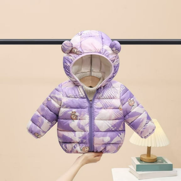 Light Puffer Padded Jacket Hoods Outerwear Boys' Outerwear Jackets & Coats Girls Winter Coat Warm Lined Coat Outer 12-18 Months