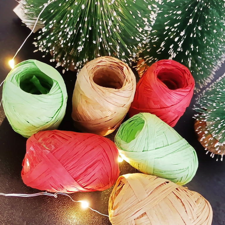  Shappy 2 Rolls Christmas Raffia Ribbon 524 Feet Colorful Matte  Paper Christmas Ribbon Red Green White Natural Raffia Twine Raffia Wrapping  Ribbon for Holiday Gift Wrapping (Rainbow Color) : Arts, Crafts
