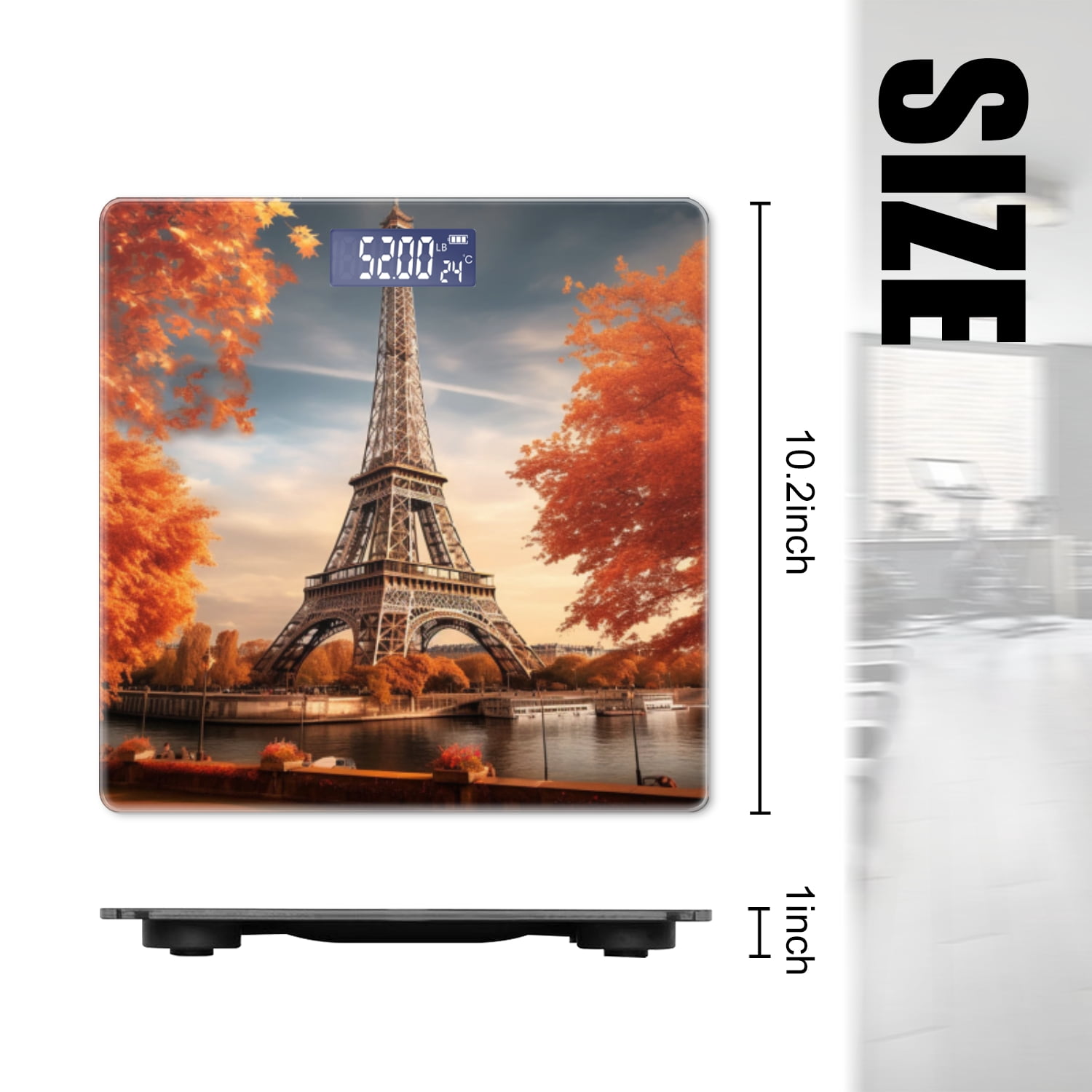 Bathroom Scale, Highly Accurate Digital Body Scale,Precisely Measures Weight up to 400 lbs-Eiffel Tower Surrounded By Autumn Trees