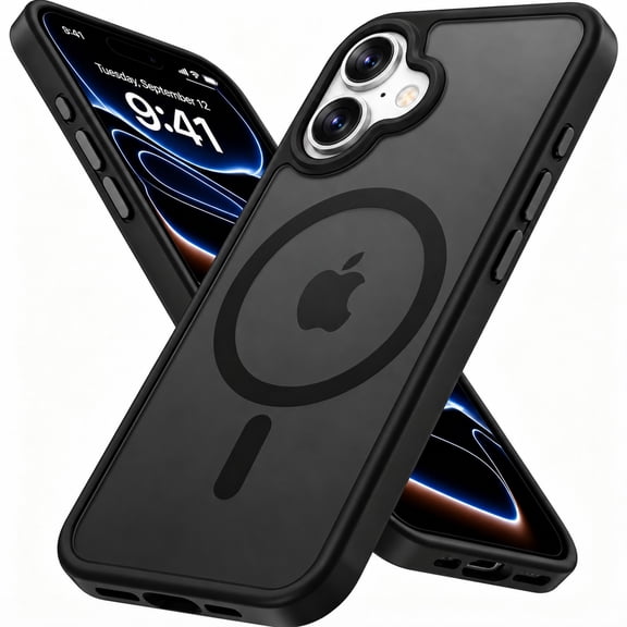Atgdluk® Magnetic for iPhone 16 Case, Compatible with MagSafe Shockproof Slim Protection Phone Case with Raised Camera Edge, Black