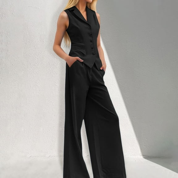 Women's Trousers Suit Set Casual Vest With Pockets For Everyday Wear Stylish Summer Outfit Pairing With Heels Comfortable And Machine Washable Activewear Snow Women Ladies Working Suits And Dresses