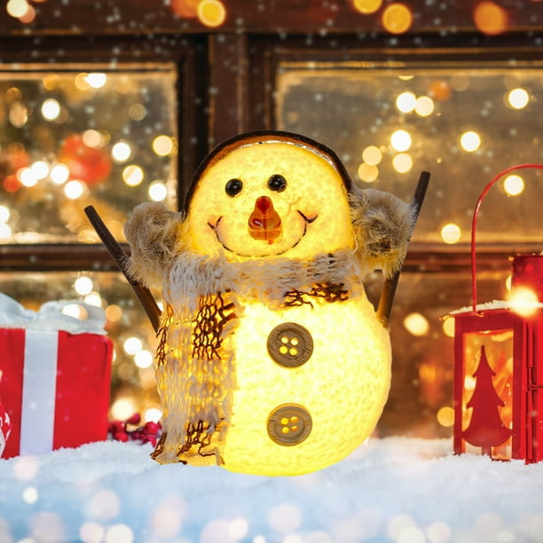 Uuiauoio Christmas Luminous Snowman Ornaments Plaid Striped Scarf Decoration Children's Christmas Gifts
