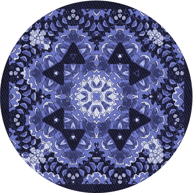 Ahgly Company Tapis d'Intérieur Lavables en Machine, Ronds, Transitionnels, Bleu Ardoise, Ronds de 4'