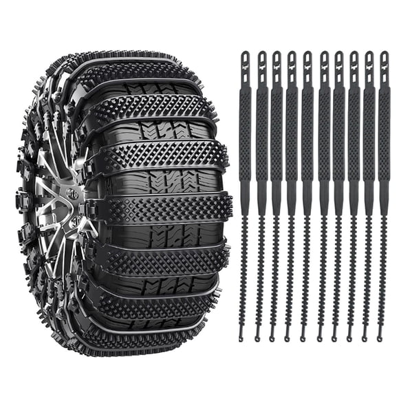 CQCYD Snow Tire Chains for Cars, 10-Piece Anti-Slip Traction Straps, SUV Sedan Truck Winter Emergency Kit, Ice Mud Off-Road Vehicle Safety Accessories