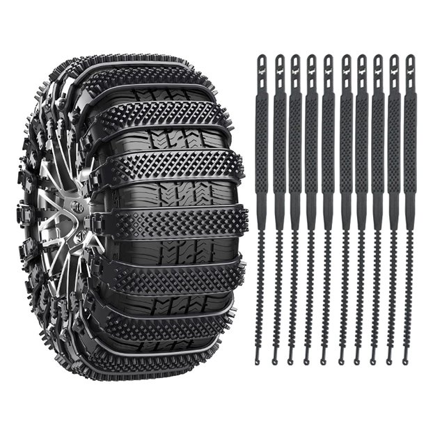 Cadenas para nieve para autos y SUV | Correas de tracción antideslizantes para nieve, hielo y barro | Seguridad vial invernal de alta resistencia con agarre mejorado y tacos rompehielos