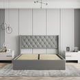 thumbnail image 3 of Velets Diva Contemporary Mid-Century Soft Padded Tufted Upholstered Platform Bed with Hydraulic Gas Lift Storage - Wood Slat System & Smart Hydraulic Under-Bed Storage (Light Gray, Queen), 3 of 5