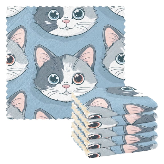 6 Pieces of Kitchen Towels 11x11Inch Kitchen Dish Cloths Kitchen Dish Towels Reuseable Cleaning Cloths Dioptric Cat