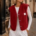 thumbnail image 5 of Women's Sherpa Fleece Vest V Neck Button Down Sleeveless Gilet with Pockets Loose Fit Casual Cozy Warm Layering Outerwear Fall Winter Red, 5 of 8