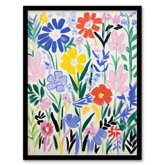 Simple Henri Matisse Style Flowers In The Meadow Acrylic Painting Art Print Framed Poster Wall Decor 12x16 inch