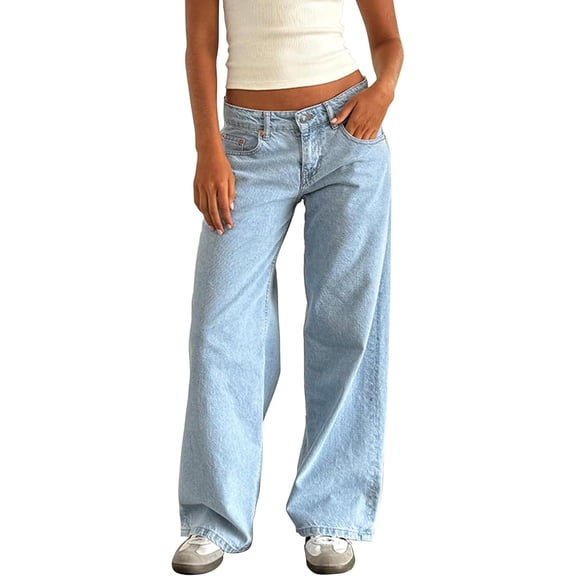 Women's Relaxed Fit Vintage Jeans – Straight Leg Denim Pants in Light Wash