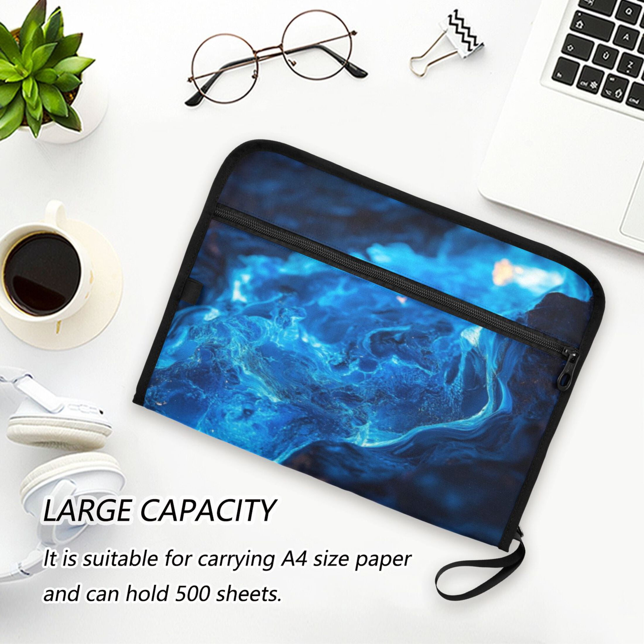 Organ Folder 14.2 x 0.8 x 10.6 Inches 13 Separate Pockets A4 Size Documents Folder A Sort Storage File Manager For The Home Office Blue Lava Pattern