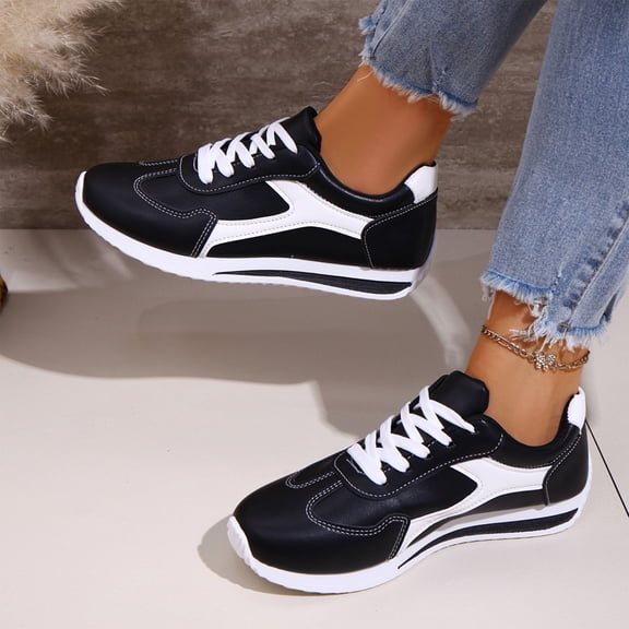 Womens Fashion Sneakers Retro Trainer Shoes Breathable Casual Walking Shoes Low Top Flat Sole Lace Up Sport Shoes