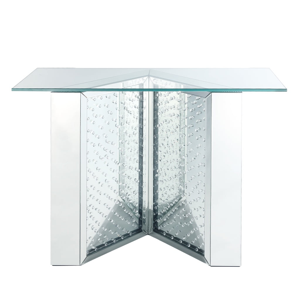 Acme Nysa Console Table Mirrored & Faux Crystals