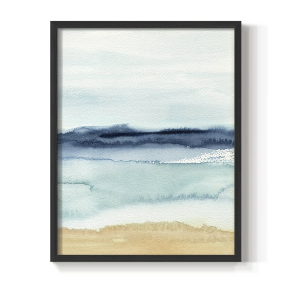 Watercolor Ocean Horizon II Framed Print in Black Solid Wood 8 x 10 Framed Print