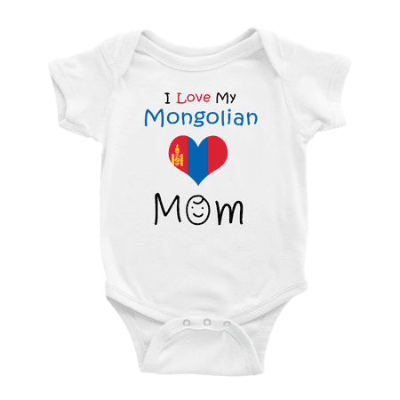 

I Love My Mongolian Mom Cute Baby Jumpsuits (White 6-12 Months)