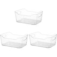 thumbnail image 1 of Paquete de 3 cajas de almacenamiento transparentes apilables con asas, organizador de despensa, contenedores de almacenamiento y contenedores organizadores, contenedores multiusos para el hogar, 1 of 4