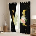 thumbnail image 3 of Homewish Initial M Letter Black Out Curtains, Butterfly Rose Floral Curtains Pack of 2 (42x63 Each), Black Gold Sequin Print Bedroom Curtains, Curtains and Drapes Decor, 3 of 6