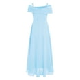 thumbnail image 2 of vastwit Flower Girl Off The Shoulder Party Dress A Line Floor Length Chiffon Junior Bridesmaid Dress Light Blue-A 8, 2 of 7