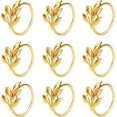 thumbnail image 1 of Juego de 50 Anillos para Servilletas KPOSIYA de Metal Dorado con Diseño de Hoja para Mesa, 1 of 7