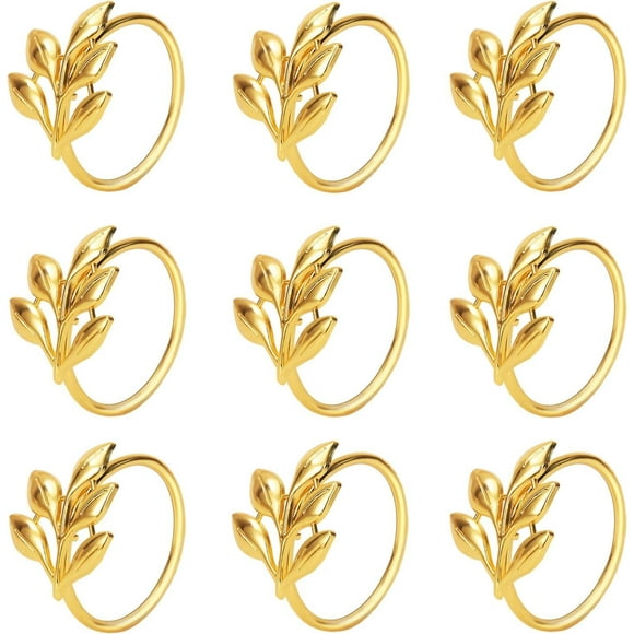 Juego de 12 servilleteros KPOSIYA, metal, hoja de oro, 4,3 cm