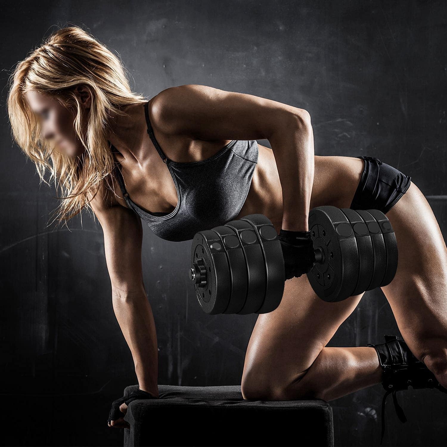 Adjustable Dumbbells Weight Set Dumbbell Weights Exercise & Fitness Equipment w/ 4 Spinlock Collars for Women & Men Home Gym Strength Training