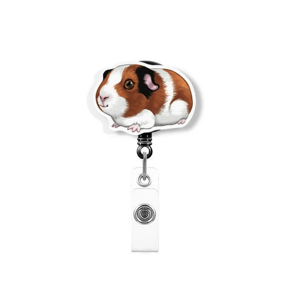 WIRESTER Acrylic Reel ID Holder Belt Clip Badge Retractable with Alligator Clip for Office Worker, Medical Staffs, Nurse, Doctor, Teacher, Student - American Guinea Pig
