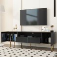thumbnail image 2 of TV Stand, 65 Inch Entertainment Center with 1 Shelf, 1 Drawer and 2 Cabinets for TV up to 60+ inch, TV Console Table for Living Room, Bedroom, Office(Black), 2 of 9