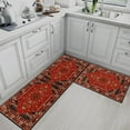thumbnail image 3 of Boho Kitchen Rugs and Mats Non Skid Washable Set of 2, Vintage Red Border Floral Kitchen Mats for Floor, Geometric Kitchen Runner Rug, Tribal Ethnic Pattern Kitchen Decor, 3 of 6