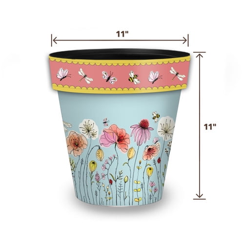Briarwood Lane Spring Planter 11.75" x 11" x 11" Wildflowers Medium For Spring Planter