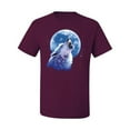 thumbnail image 2 of Wolf Howling at the Moon | Mens Animal Lover Graphic T-Shirt, Maroon, Medium, 2 of 3
