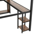 thumbnail image 4 of Queen Size Loft Bed Frame with Built-in Wardrobe and Desk, Heavy Duty Metal Loft Bed with Storage Shelves and Safety Guard Rails & Ladder, Easy Assembly, Mattress Not Included, Black, 4 of 9
