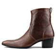 thumbnail image 2 of OSSTONE Dress Boots Chelsea Designer Boots for Men Zipper-up Leather Casual Heel Shoes JY002-Coffee-11.5 Coffee, 2 of 6