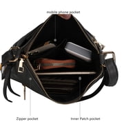 MKF Collection Salome Expandable Multi-Compartment Crossbody Bag for Women Stylish Vegan Leather Purse by Mia K- Black